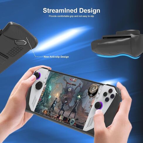 حافظة حماية كاملة من Grathia لجهاز ASUS Rog Ally مع غطاء أمامي قابل للفصل، وواقي مضاد للصدمات لوحدات التحكم مع حامل مدمج، وتصميم غير قابل للانزلاق ومضاد للخدش باللون الأسود in Kuwait