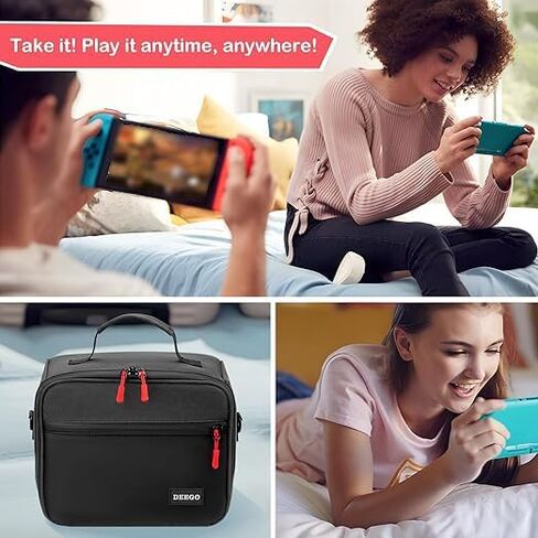 حقيبة حمل DEEGO لجهاز Nintendo Switch/OLED/Lite، حقيبة سفر واقية مقاومة للماء مع 18 فتحة لبطاقة الألعاب، حقيبة سفر ذات هيكل ناعم لجهاز Nintendo Switch & Accessories Dock in Kuwait
