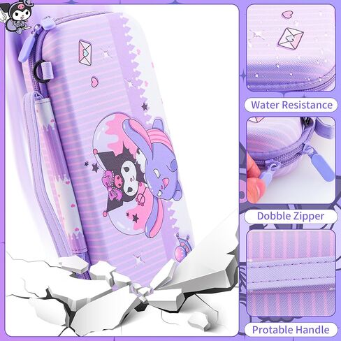 موضوع أساسي لحقيبة حمل Kuromi لجهاز Switch OLED، مجموعة ملحقات أرجوانية مقاومة للصدمات مع غطاء لطيف للسفر OLED، غلاف حماية صلب من البولي كربونات، واقي شاشة، حزام كتف وغطاءين للإبهام in Kuwait