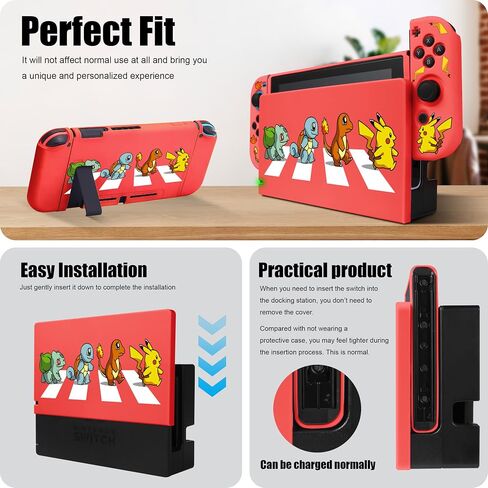 Xcitifun Carrying Case Compatible with Nintendo Switch, Protector Joy-Con Case & Dock Cover & Travel Bag Case & Keychain 7 in 1 Accessories Kit Set Switch Carry Cases for Boys Girls Kids - Red Poke in Saudi Arabia