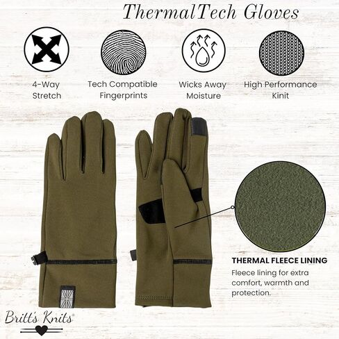 قفازات تدفئة الرأس مبطنة بالصوف من Britt's Knits ThermalTech (زيتوني) وقفازات مبطنة بالصوف ThermalTech كبير/كبير جدًا (زيتوني) in Kuwait
