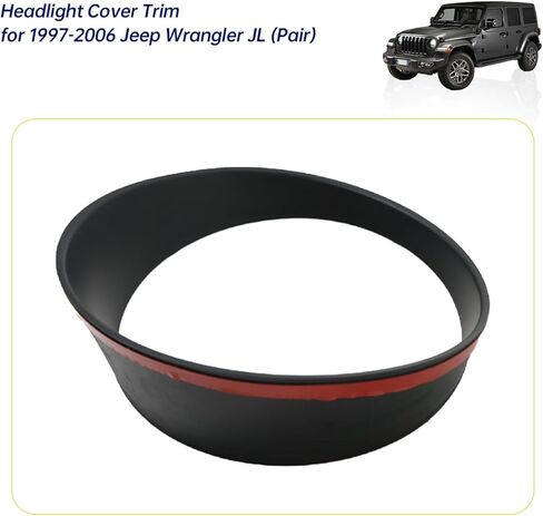 أغطية المصابيح الأمامية للسيارات متوافقة مع إطار المصباح الأمامي Jeep Wrangler JL لعام 2018+(زوج) لون أسود غير لامع in Kuwait
