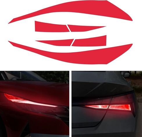 TOMALL Headlight Sidemarker Rear Fog Light Vinyl Films Smoke Tint Compatible with Hyundai Elantra 2021-2023 PreCut Light Transmission Amber Edges Delete Stickers Car Decal Decoration (Red-2pair) in Saudi Arabia