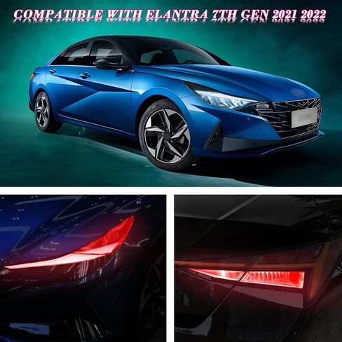 TOMALL Headlight Sidemarker Rear Fog Light Vinyl Films Smoke Tint Compatible with Hyundai Elantra 2021-2023 PreCut Light Transmission Amber Edges Delete Stickers Car Decal Decoration (Red-2pair) in Saudi Arabia