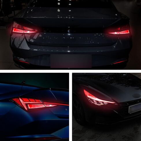 TOMALL Headlight Sidemarker Rear Fog Light Vinyl Films Smoke Tint Compatible with Hyundai Elantra 2021-2023 PreCut Light Transmission Amber Edges Delete Stickers Car Decal Decoration (Red-2pair) in Saudi Arabia
