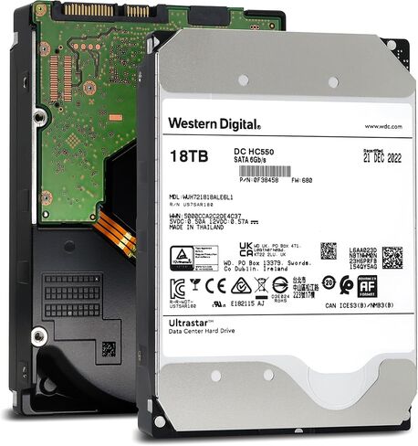 محرك الأقراص الصلبة Western Digital Ultrastar سعة 18 تيرابايت DC HC550 - داخلي 3.5 بوصة - SATA - WUH721818ALE6L1 (متجدد) in Kuwait