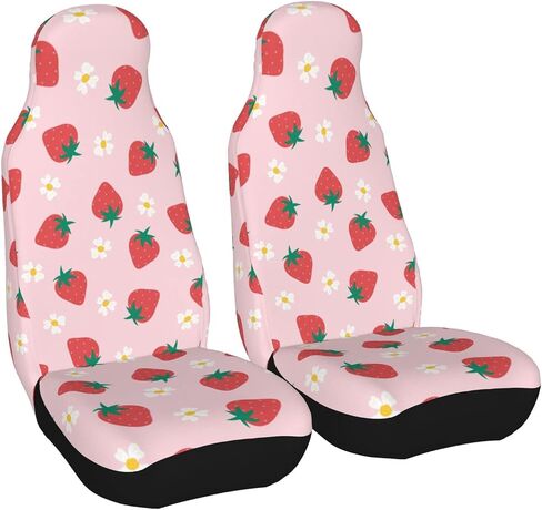 Delerain Car Seat Covers Set 2Pcs, Strawberry Flowers Universal Front Car Seats Vehicle Enterior Protector Suitable Fits Most Car Auto SUV Sedan Truck in Saudi Arabia
