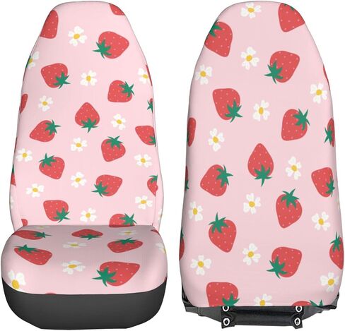 Delerain Car Seat Covers Set 2Pcs, Strawberry Flowers Universal Front Car Seats Vehicle Enterior Protector Suitable Fits Most Car Auto SUV Sedan Truck in Saudi Arabia
