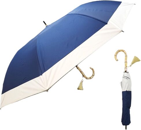 SUGITA Japan-made Short Wide Umbrella, Compact, UV proteciton, Lightweight, Solid color cut-out, Bamboo Handle with Tassel 27129 in Saudi Arabia