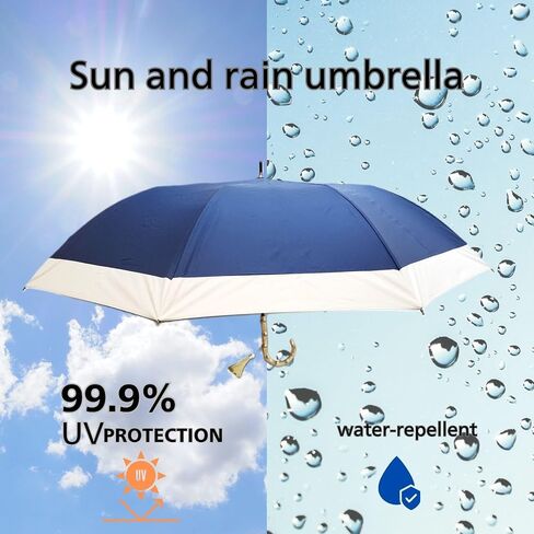 SUGITA Japan-made Short Wide Umbrella, Compact, UV proteciton, Lightweight, Solid color cut-out, Bamboo Handle with Tassel 27129 in Saudi Arabia