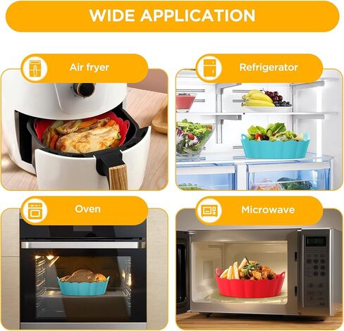 قطعتان من بطانات مقلاة الهواء المصنوعة من السيليكون، مقاس 8 بوصة، ملحقات فرن مقلاة الهواء القابلة لإعادة الاستخدام، وعاء سلة من السيليكون، وعاء مستدير مقاوم للحرارة وقابل للغسل، 25 قطعة بديلة من بطانات ورق البرشمان لمقلاة هوائية من 3 إلى 5 كيو تي in Kuwait