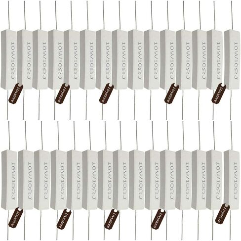 مقاوم الأسمنت، Ltvystore 30 عبوة 10 وات 10 أوم 5% مقاومات أسمنت سيراميك ثابتة للجروح 1.9 بوصة × 0.39 بوصة × 0.35 بوصة in Kuwait