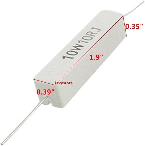 مقاوم الأسمنت، Ltvystore 30 عبوة 10 وات 10 أوم 5% مقاومات أسمنت سيراميك ثابتة للجروح 1.9 بوصة × 0.39 بوصة × 0.35 بوصة in Kuwait