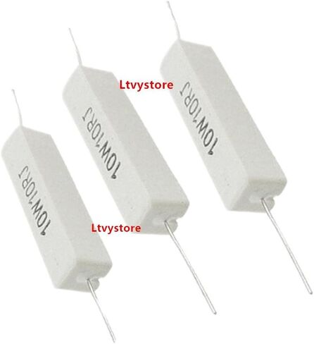 مقاوم الأسمنت، Ltvystore 30 عبوة 10 وات 10 أوم 5% مقاومات أسمنت سيراميك ثابتة للجروح 1.9 بوصة × 0.39 بوصة × 0.35 بوصة in Kuwait