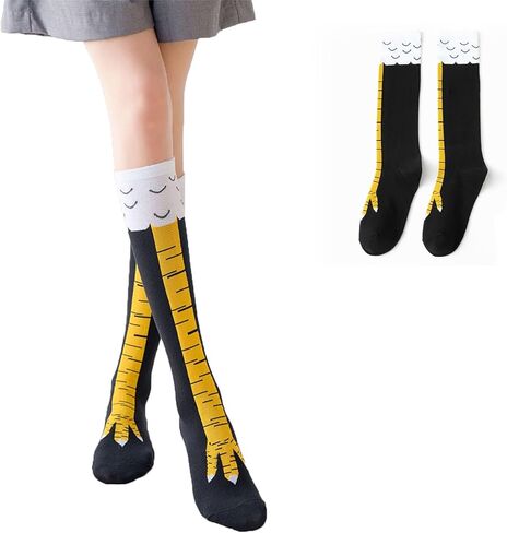 جوارب أرجل الدجاج - جوارب ثلاثية الأبعاد لأقدام الدجاج للرجال والنساء، جوارب مرحة للركبة عالية على شكل دجاج، جوارب على شكل مخالب حيوانات للنساء والرجال البالغين in Kuwait