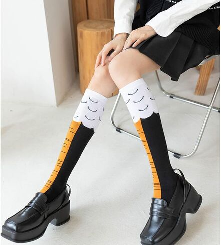 جوارب أرجل الدجاج - جوارب ثلاثية الأبعاد لأقدام الدجاج للرجال والنساء، جوارب مرحة للركبة عالية على شكل دجاج، جوارب على شكل مخالب حيوانات للنساء والرجال البالغين in Kuwait