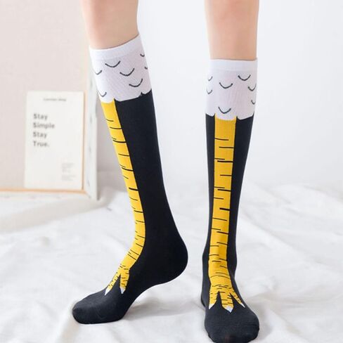 جوارب أرجل الدجاج - جوارب ثلاثية الأبعاد لأقدام الدجاج للرجال والنساء، جوارب مرحة للركبة عالية على شكل دجاج، جوارب على شكل مخالب حيوانات للنساء والرجال البالغين in Kuwait