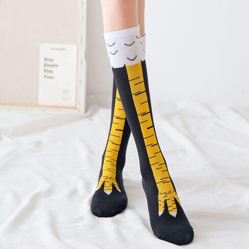 جوارب أرجل الدجاج - جوارب ثلاثية الأبعاد لأقدام الدجاج للرجال والنساء، جوارب مرحة للركبة عالية على شكل دجاج، جوارب على شكل مخالب حيوانات للنساء والرجال البالغين in Kuwait