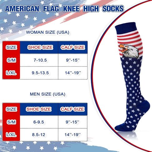 Cindeer 3 Pairs of American Flag Socks Patriotic Knee High Socks Novelty Holiday Colorful Socks for Women in Saudi Arabia