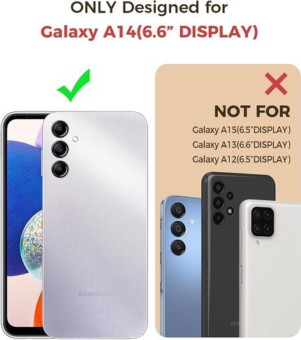 for Samsung Galaxy A14 Case with 4 Card Slots, Soft PU Leather Flip Wallet Zipper Pocket Removable Wrist Strap Magnetic Closure Kickstand Phone Case for Samsung A14 5G - Black in Saudi Arabia