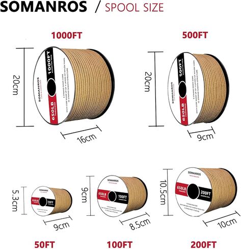 650lb Paracord Rope, Type III Paracord 50', 100', 200', 500'，1000' Lengths，4mm 9 Strand Parachute Spool Cord for DIY Projects and Outdoor in Saudi Arabia