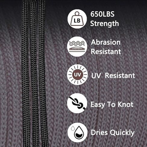 650lb Paracord Rope, Type III Paracord 50', 100', 200', 500'，1000' Lengths，4mm 9 Strand Parachute Spool Cord for DIY Projects and Outdoor in Saudi Arabia