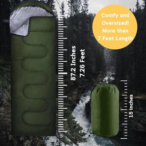 Oversized 0 Degree Cold Weather Sleeping Bag for Adult, 3-4 Seasons, Hooded, Waterproof, Windproof, Overstuffed Fits up to 6' 4", Light Weight, Mummy Style Butterfly Sleeping Bag in Saudi Arabia