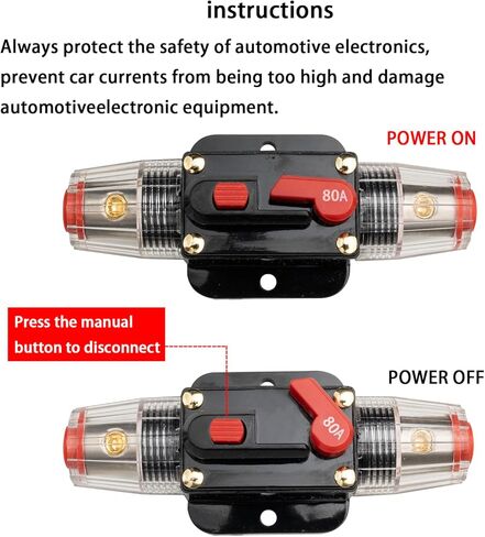 20 Amp Audio Circuit Breaker, 12V-24V DC Fuse Holder, Breaker Switch, Inline Circuit Breaker with Reset Button, for Automotive Marine Boat Audio System Current Overload Protection… in Kuwait