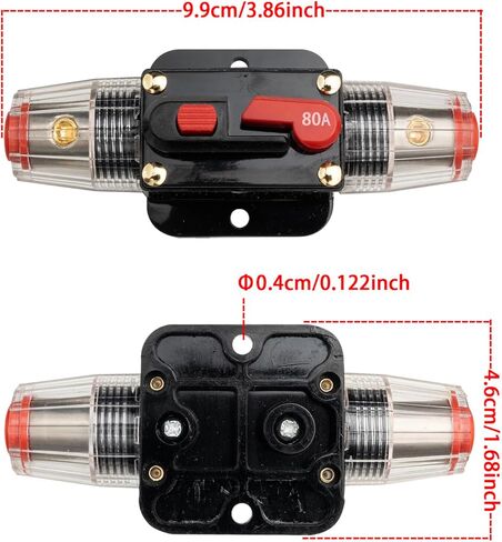 20 Amp Audio Circuit Breaker, 12V-24V DC Fuse Holder, Breaker Switch, Inline Circuit Breaker with Reset Button, for Automotive Marine Boat Audio System Current Overload Protection… in Kuwait
