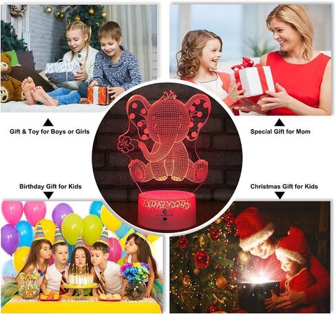 easuntec Elephant Gifts Elephant Lamp with Remote & Smart Touch 7 Colors + 16 Colors Changing Elephant Gifts for Women 4 5 6 7 8 Year Old Girl Gifts (Epht16WT) in Saudi Arabia