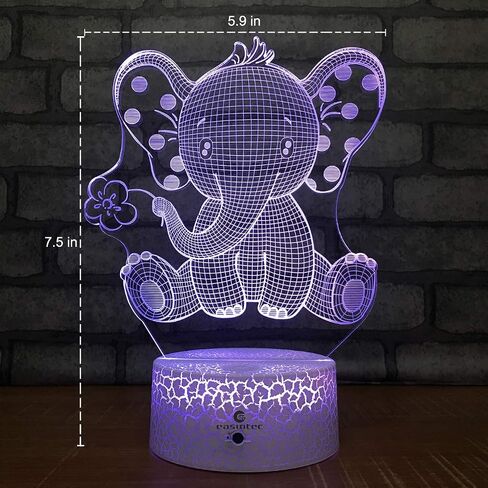easuntec Elephant Gifts Elephant Lamp with Remote & Smart Touch 7 Colors + 16 Colors Changing Elephant Gifts for Women 4 5 6 7 8 Year Old Girl Gifts (Epht16WT) in Saudi Arabia