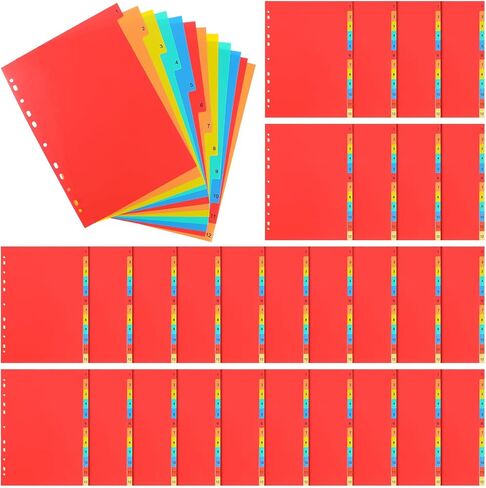 40 Pack Binder Dividers 480 Sheets 12 Tab Binder Dividers 8.2 x 11.6 Inch for 2/3/4/11 Ring Binders Multicolor Binder Divider for 3 Ring Binders, Binder Tabs Notebook Dividers for School in Saudi Arabia