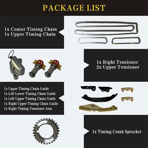 Engine Timing Chain Kit W/Tensioner, Compatible with Ford F-150/Transit/Flex/Police Interceptor/Taurus/Edge/Explorer/Mustang & Lincoln MKS/MKX/MKZ 2011-2019 V6 3.5L 3.7L in Kuwait