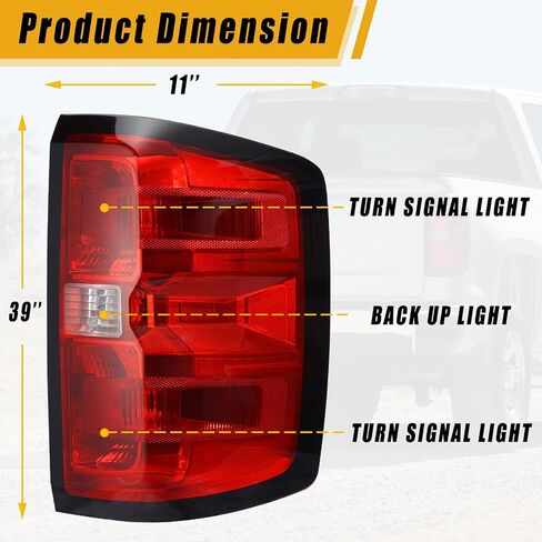 Boine متوافق مع 2014-2015 Chevy Silverado 1500 2500HD 3500HD، GMC Sierra 3500 HD ضوء خلفي للراكب الأيمن - لمبة وحزام أمان (جانب الراكب الأيمن) in Kuwait