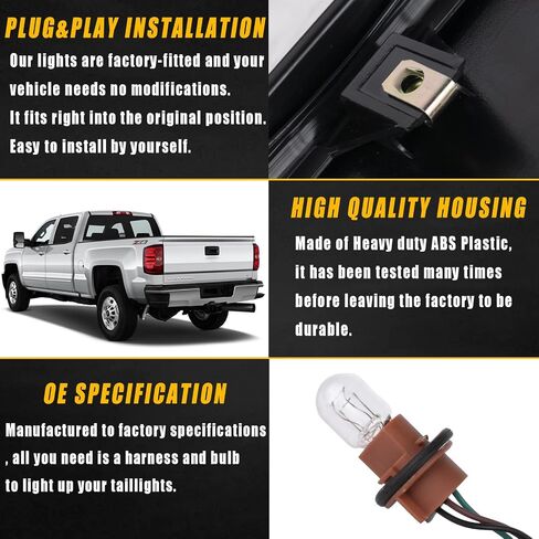 Boine متوافق مع 2014-2015 Chevy Silverado 1500 2500HD 3500HD، GMC Sierra 3500 HD ضوء خلفي للراكب الأيمن - لمبة وحزام أمان (جانب الراكب الأيمن) in Kuwait