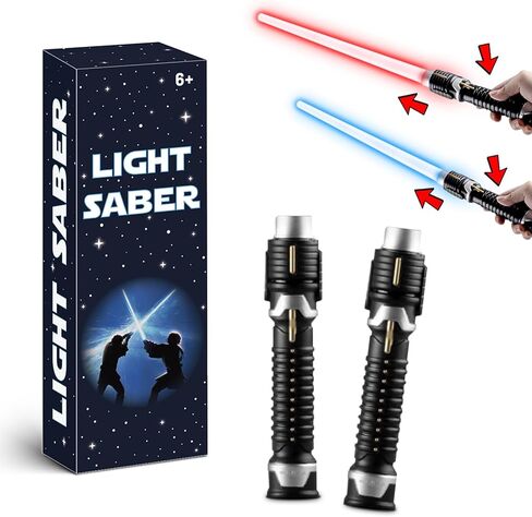 Retractable Light Sabers for Kids - Light Up Saber Mini Lightsaber Sword Toys for Boys Girls Party Supplies Easter Birthday Toy (2 Pcs) in Saudi Arabia