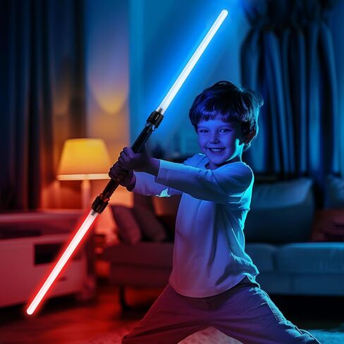 Retractable Light Sabers for Kids - Light Up Saber Mini Lightsaber Sword Toys for Boys Girls Party Supplies Easter Birthday Toy (2 Pcs) in Saudi Arabia