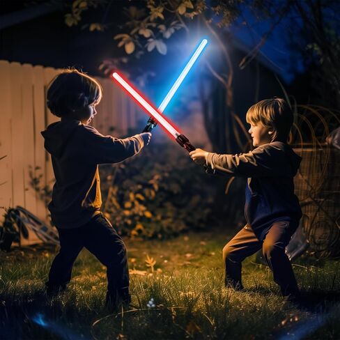 Retractable Light Sabers for Kids - Light Up Saber Mini Lightsaber Sword Toys for Boys Girls Party Supplies Easter Birthday Toy (2 Pcs) in Saudi Arabia