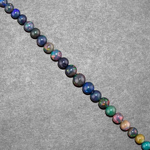 InfinityGemsArt Black Opal Bracelet, Natural Gemstone Beads, Beaded Rounds, October Birthstone, Dainty Handmade Jewelry Women, Energy Healing Crystals, 925 Sterling Silver Chain 8 inch in Saudi Arabia