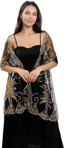 Sparkling tassels Wedding Scarf for Bride 1920s Women's Shawls and Wraps for Evening Party Dress in Saudi Arabia