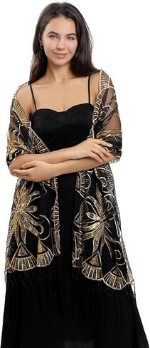 Sparkling tassels Wedding Scarf for Bride 1920s Women's Shawls and Wraps for Evening Party Dress in Saudi Arabia