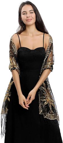 Sparkling tassels Wedding Scarf for Bride 1920s Women's Shawls and Wraps for Evening Party Dress in Saudi Arabia