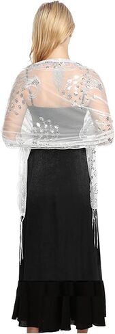 Sparkling tassels Wedding Scarf for Bride 1920s Women's Shawls and Wraps for Evening Party Dress in Saudi Arabia