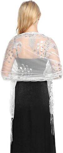 Sparkling tassels Wedding Scarf for Bride 1920s Women's Shawls and Wraps for Evening Party Dress in Saudi Arabia