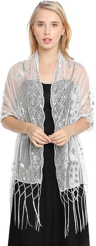 Sparkling tassels Wedding Scarf for Bride 1920s Women's Shawls and Wraps for Evening Party Dress in Saudi Arabia