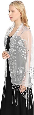 Sparkling tassels Wedding Scarf for Bride 1920s Women's Shawls and Wraps for Evening Party Dress in Saudi Arabia