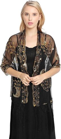 Sparkling tassels Wedding Scarf for Bride 1920s Women's Shawls and Wraps for Evening Party Dress in Saudi Arabia