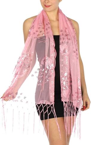 SERENITA Sequin Shawls for Evening Dresses Sparkling Wedding Bridal Party Scarf Wraps Friinged Metallic Prom Night Cover Up in Saudi Arabia