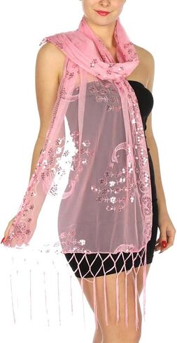 SERENITA Sequin Shawls for Evening Dresses Sparkling Wedding Bridal Party Scarf Wraps Friinged Metallic Prom Night Cover Up in Saudi Arabia