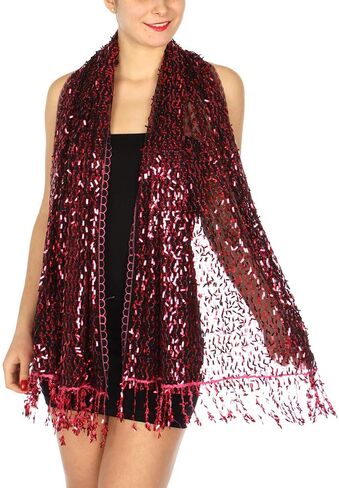 SERENITA Sequin Shawls for Evening Dresses Sparkling Wedding Bridal Party Scarf Wraps Friinged Metallic Prom Night Cover Up in Saudi Arabia
